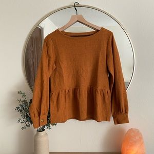 Deep Mustard Yellow Peplum Loft Brand Top Size Small